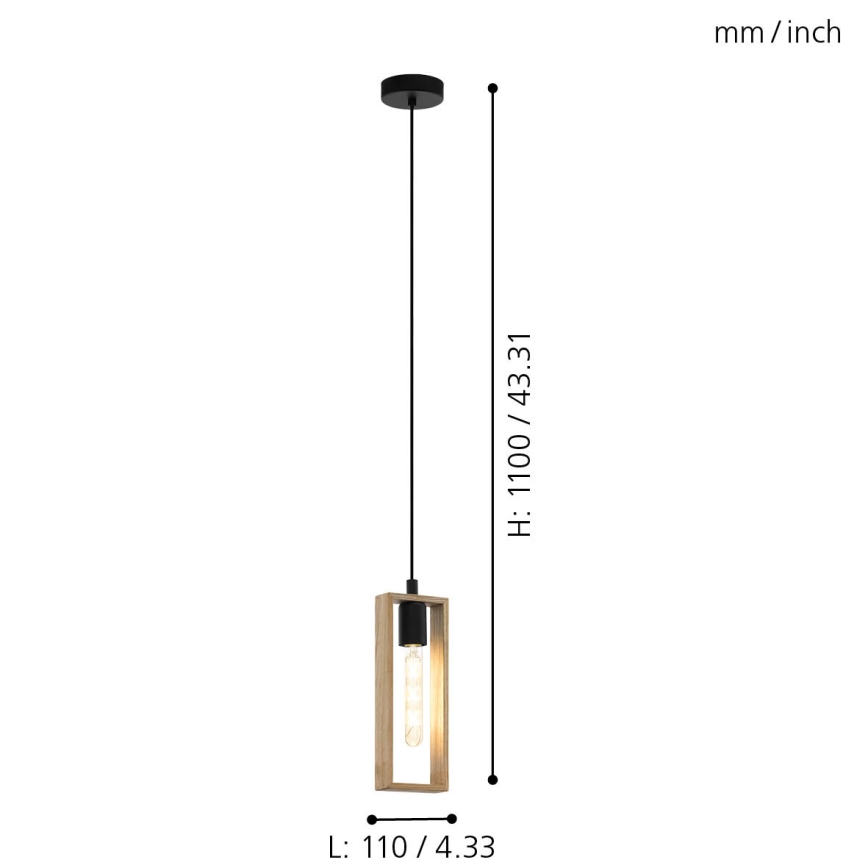 Eglo - Candeeiro suspenso 1xE27/60W/230V - FSC certificado