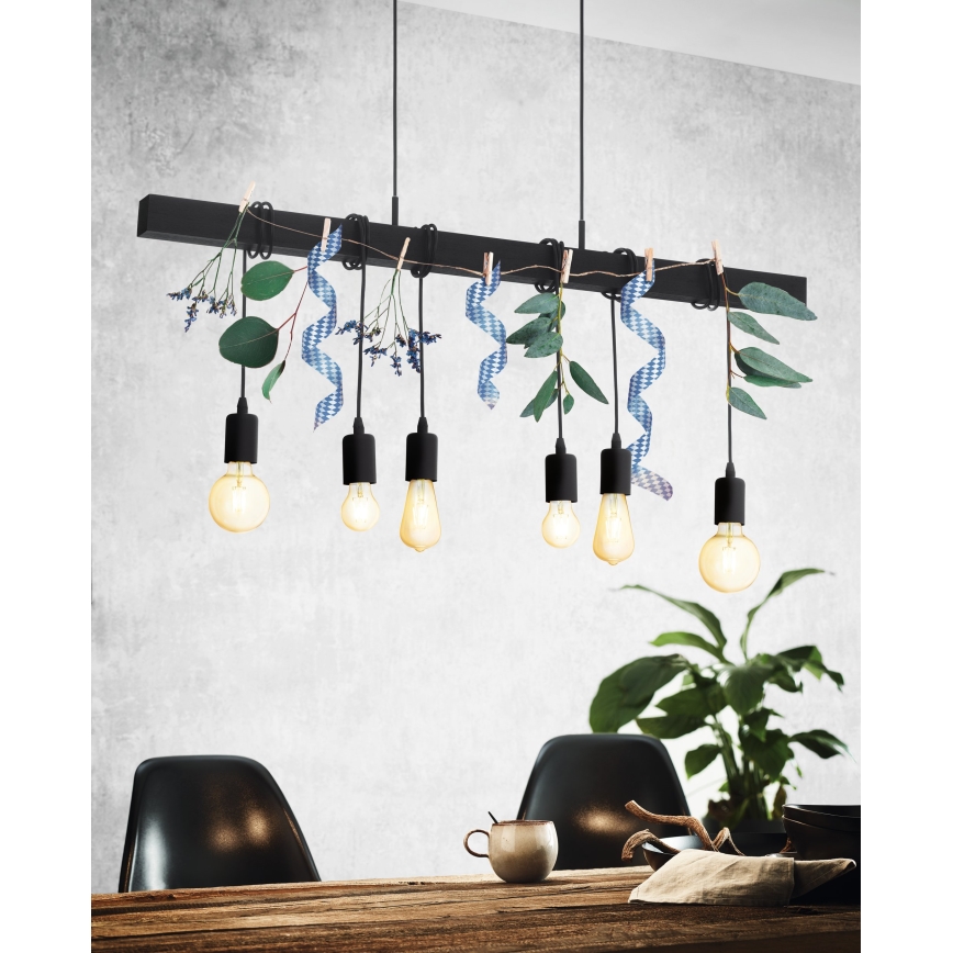 Eglo - Candeeiro suspenso TOWNSHEND 6xE27/60W/230V - FSC certificado