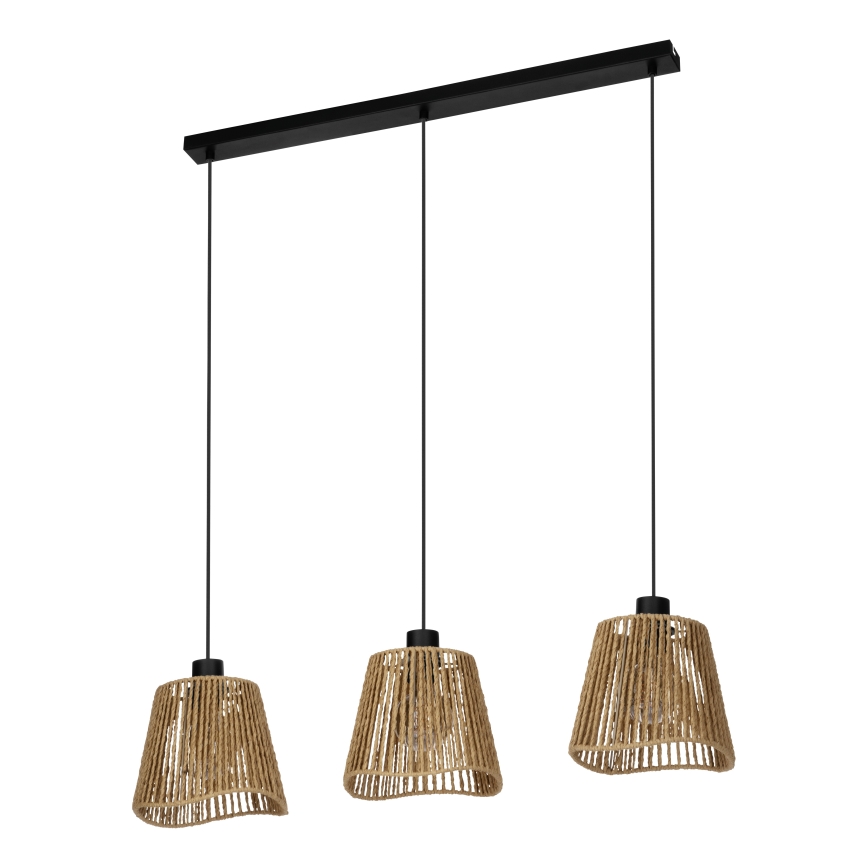 Eglo - Candeeiro suspenso 3xE27/60W/230V castanho