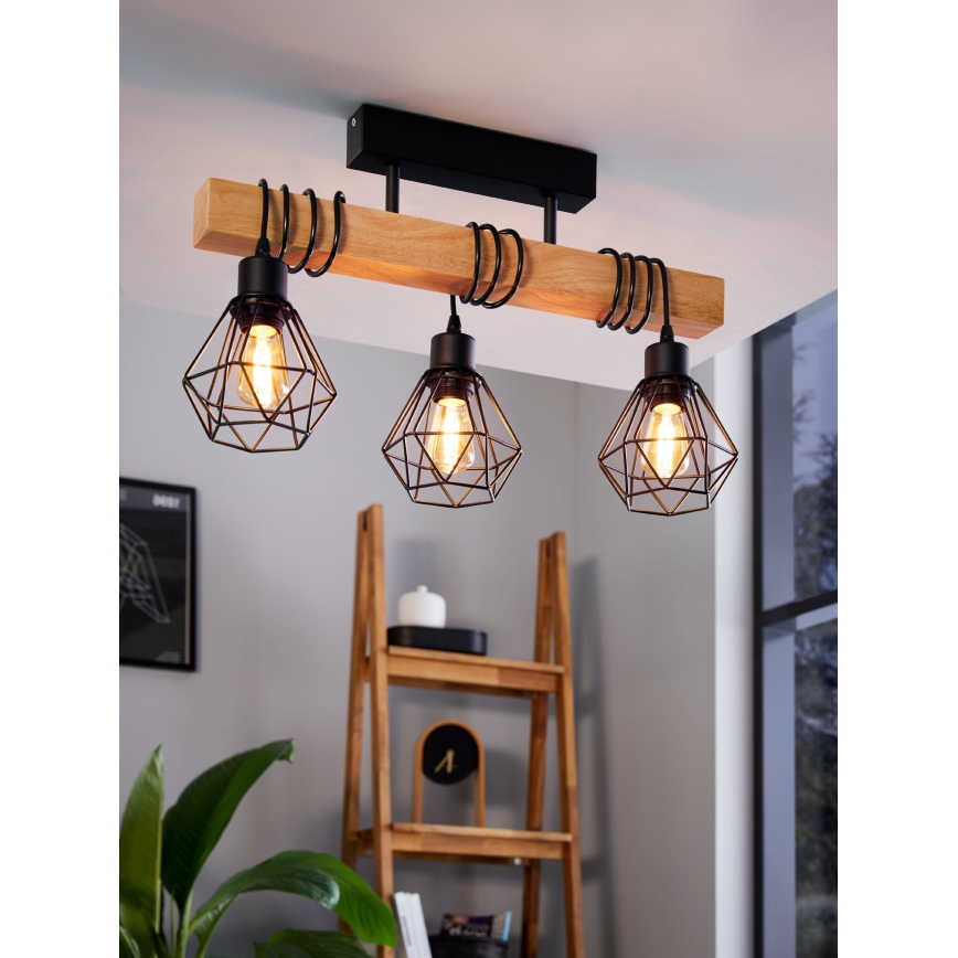 Eglo - Candeeiro integrado TOWNSHEND 3xE27/60W/230V - FSC certificado
