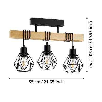 Eglo - Candeeiro integrado TOWNSHEND 3xE27/60W/230V - FSC certificado
