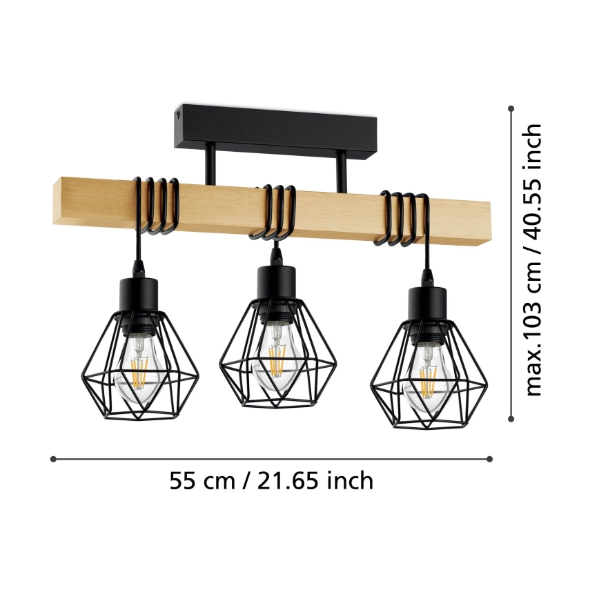 Eglo - Candeeiro integrado TOWNSHEND 3xE27/60W/230V - FSC certificado