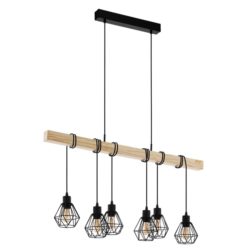 Eglo - Candeeiro suspenso TOWNSHEND 6xE27/60W/230V - FSC certificado