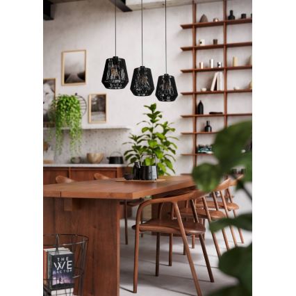 Eglo - Candeeiro suspenso 3xE27/60W/230V preto