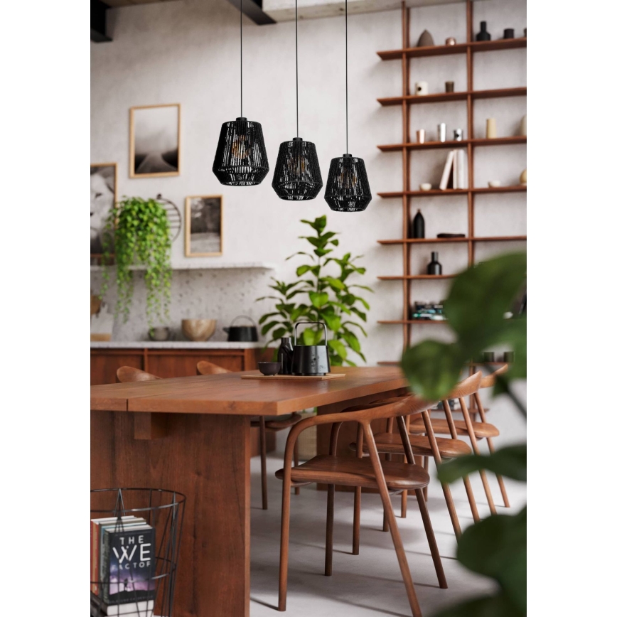 Eglo - Candeeiro suspenso 3xE27/60W/230V preto