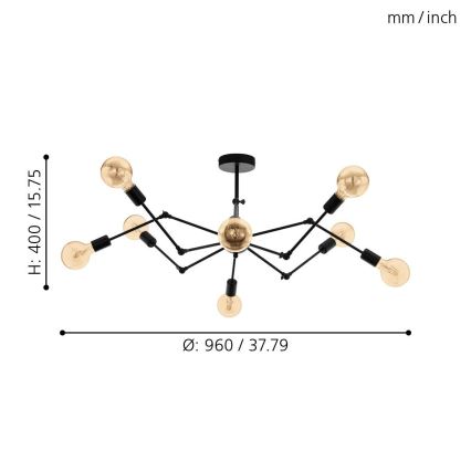 Eglo - Candelabro pendente 8xE27/60W/230V