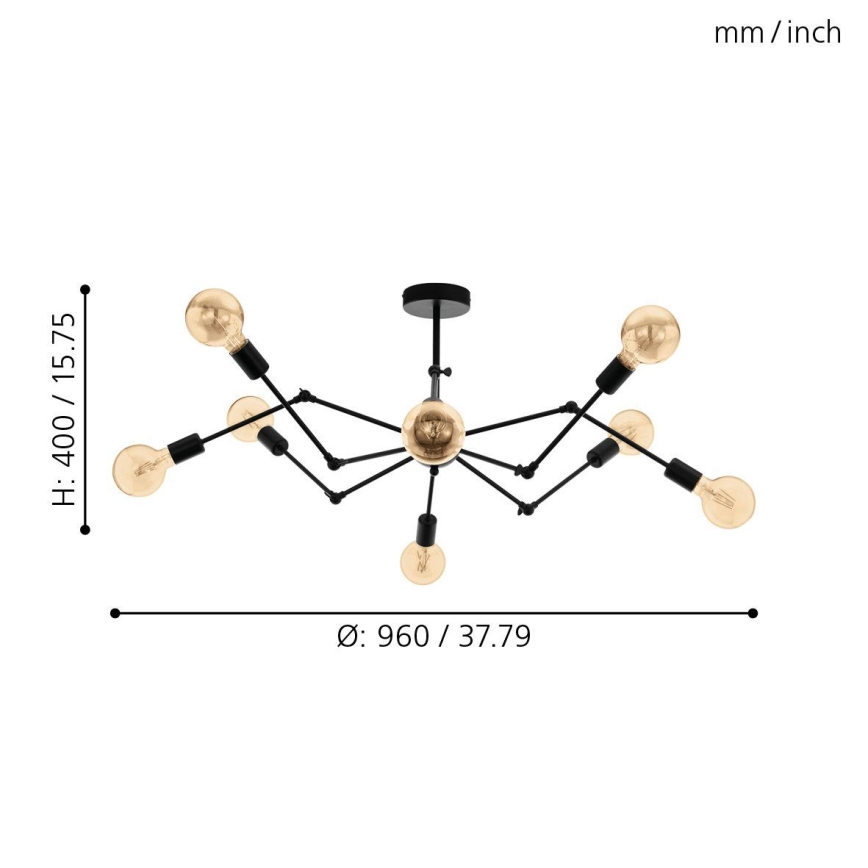 Eglo - Candelabro pendente 8xE27/60W/230V