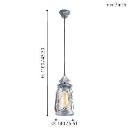 Eglo - Candelabro 1xE27/60W/230V