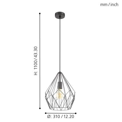 Eglo - Candelabro 1xE27/60W/230V