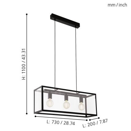 Eglo - Candeeiro 3xE27/60W/230V