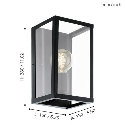 Eglo - Candeeiro de parede 1xE27/60W/230V