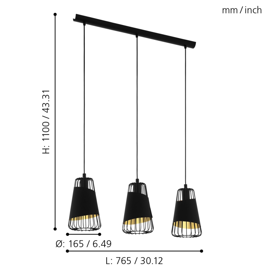 Eglo - Candelabro num fio 3xE27/60W/230V