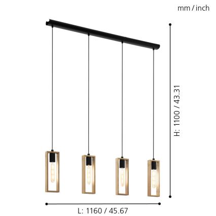 Eglo - Candelabro num fio 4xE27/60W/230V