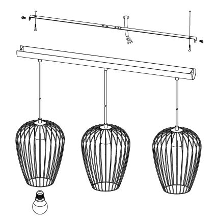 Eglo - Candeeiro 3xE27/60W/230V