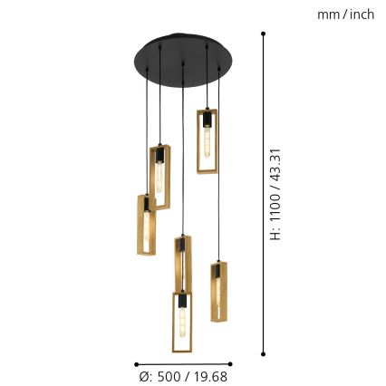Eglo - Candeeiro suspenso 6xE27/60W/230V