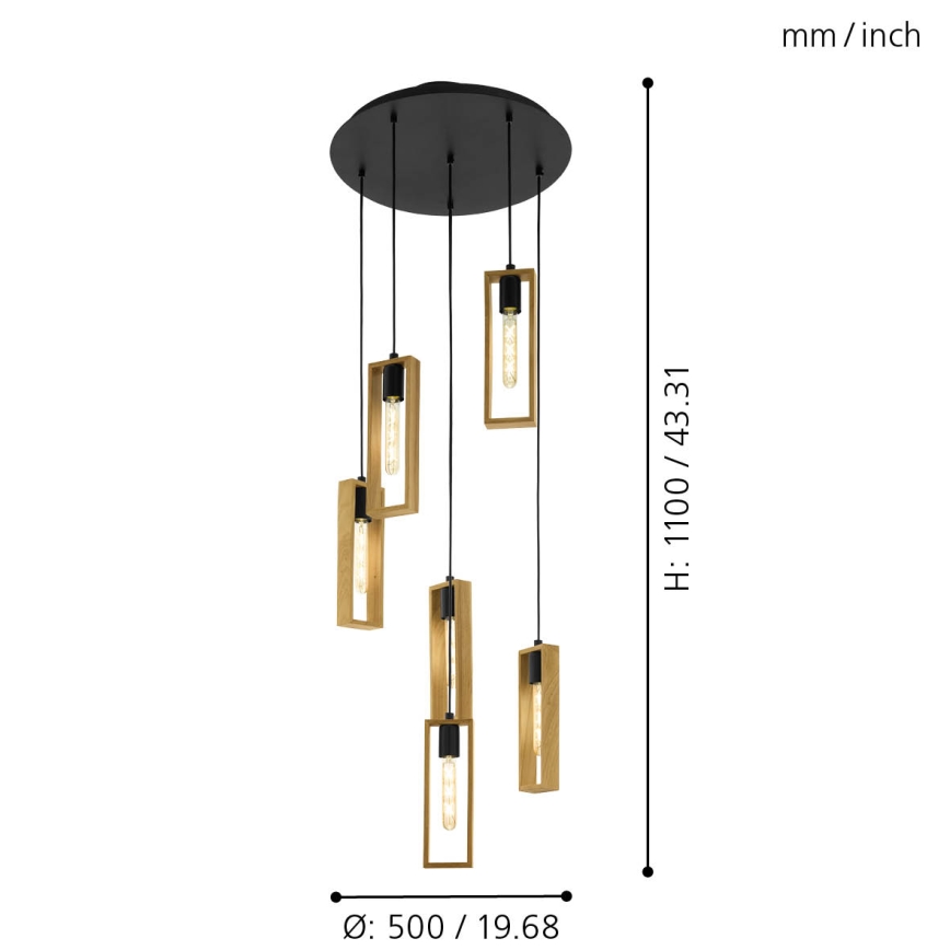 Eglo - Candeeiro suspenso 6xE27/60W/230V