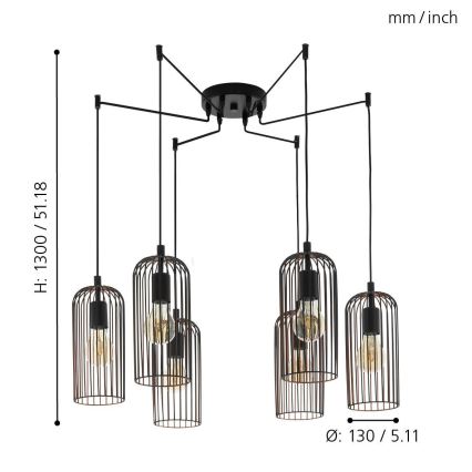 Eglo - Candelabro num fio 6xE27/60W/230V