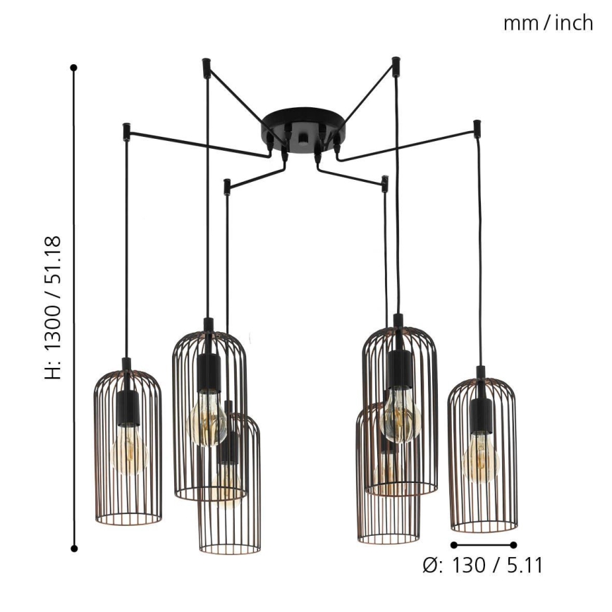 Eglo - Candelabro num fio 6xE27/60W/230V