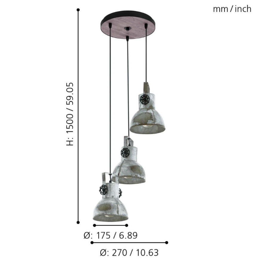Eglo - Candelabro num fio 3xE27/40W/230V