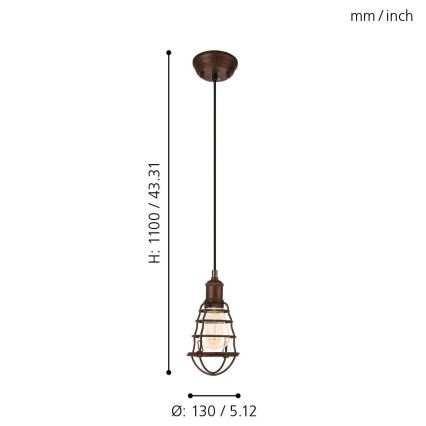 Eglo - Luz pendente 1xE27/60W