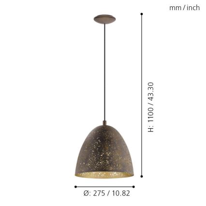 Eglo - Luz pendente 1xE27/60W