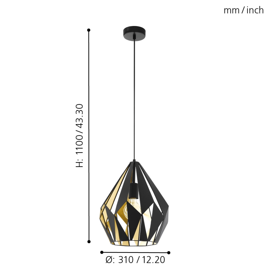 Eglo - Luz pendente 1xE27/60W/230V