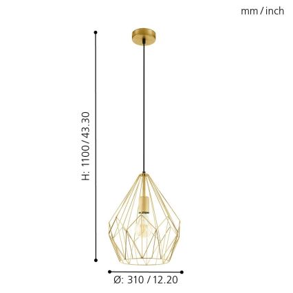 Eglo - Luz pendente 1xE27/60W/230V