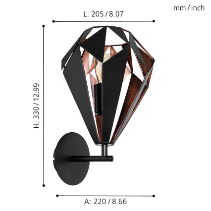 Eglo - Luz de parede 1xE27/60W/230V