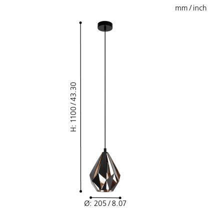 Eglo - Candelabro num fio 1xE27/60W/230V