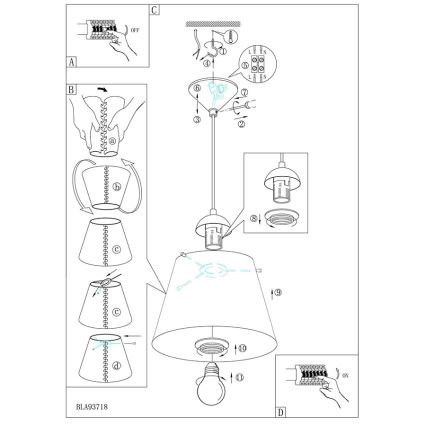 Eglo 54459 - Candelabro num fio MOLOVE 1xE27/60W/230V