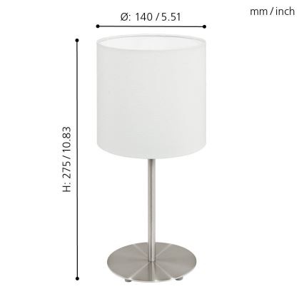 Eglo 54744 - Candeeiro de mesa ANADIA 1xE14/40W/230V branco/cromado mate