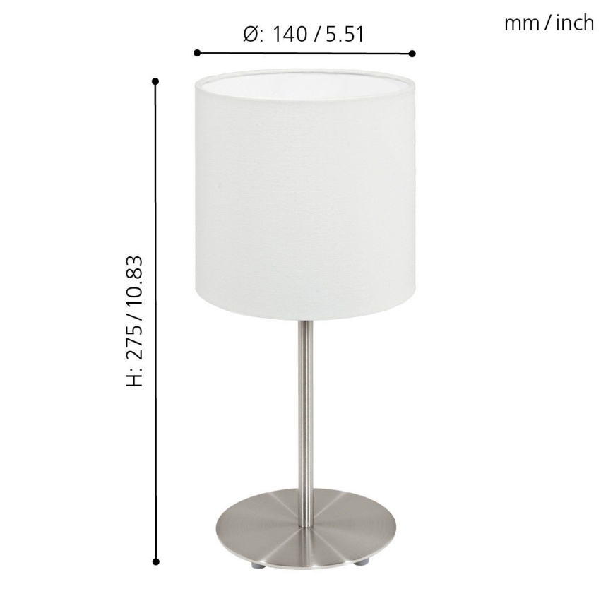Eglo 54744 - Candeeiro de mesa ANADIA 1xE14/40W/230V branco/cromado mate