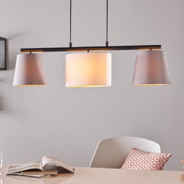 Eglo 55207 - Candeeiro suspenso ALMEIDA 3xE14/25W/230V cinzento