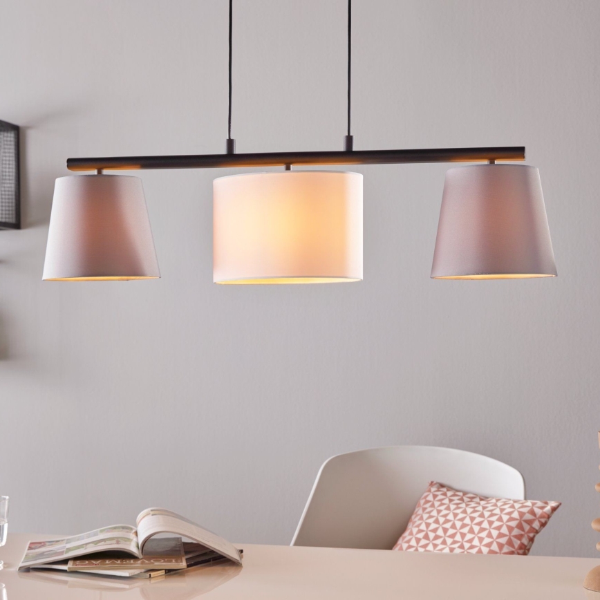 Eglo 55207 - Candeeiro suspenso ALMEIDA 3xE14/25W/230V cinzento