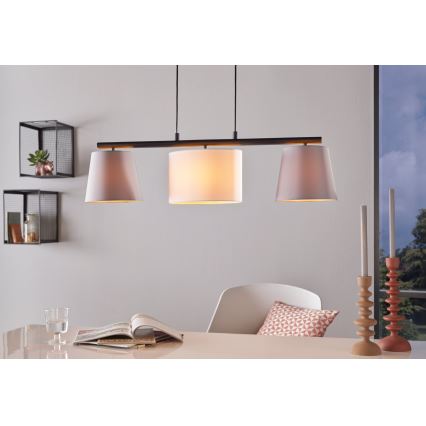 Eglo 55207 - Candeeiro suspenso ALMEIDA 3xE14/25W/230V cinzento