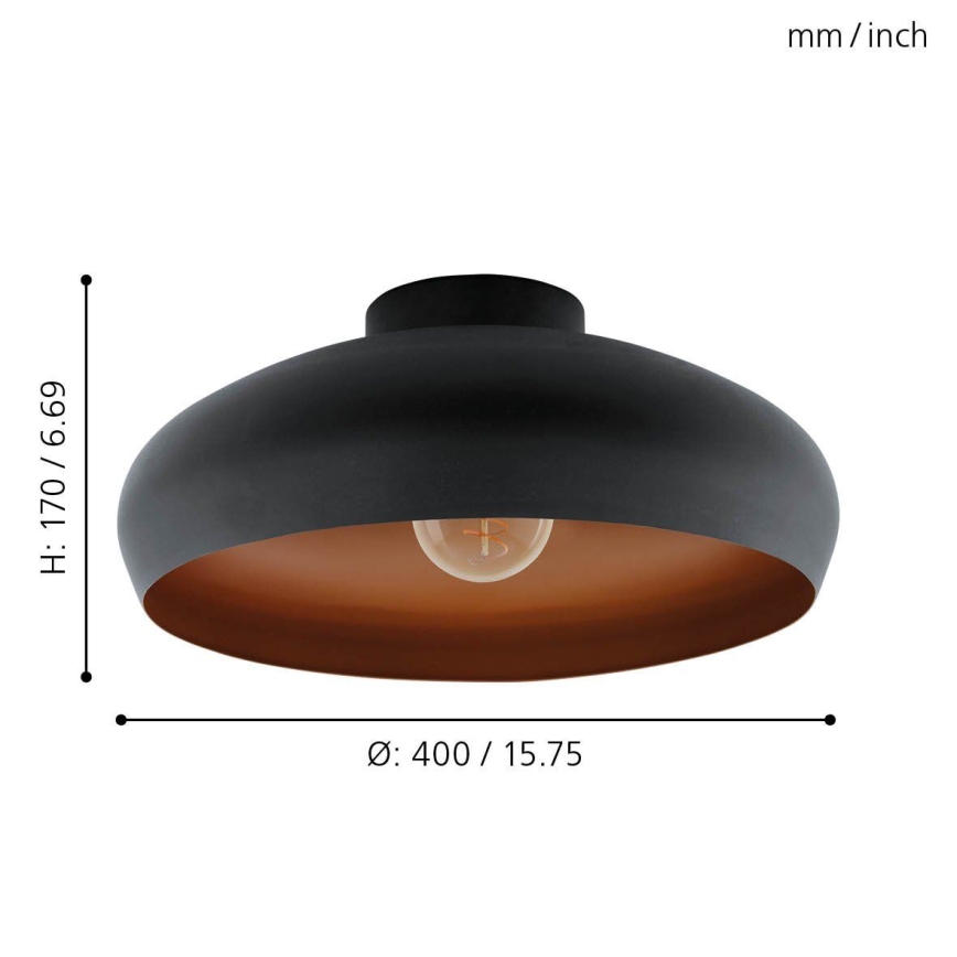 Eglo 55248 - Iluminação de teto MOGANO 1xE27/60W/230V preto