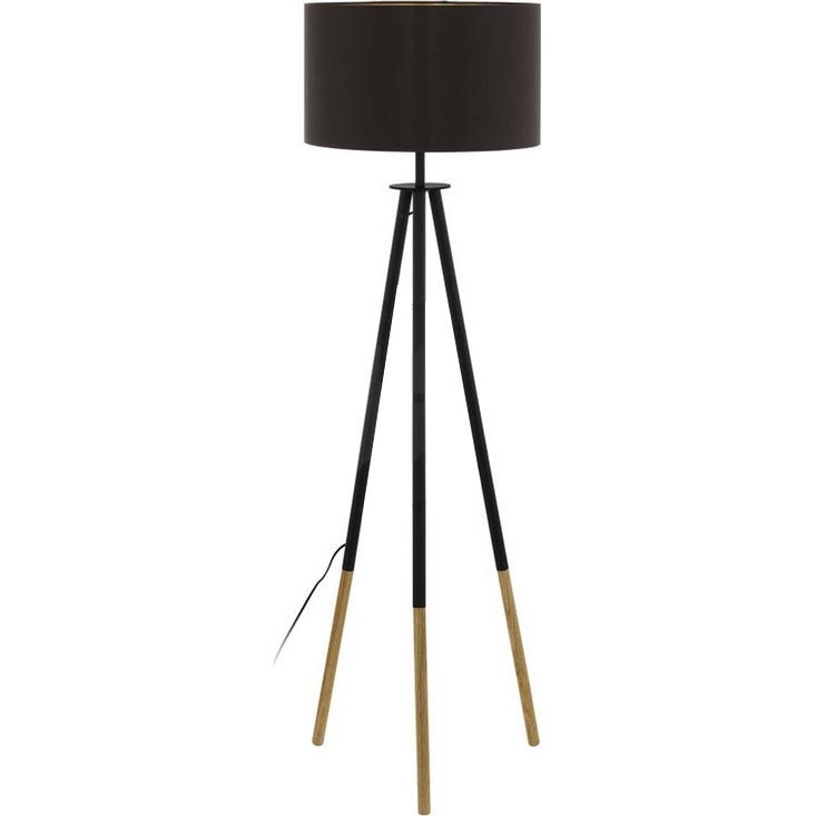 Eglo 55291 - Candeeiro de chão BIDFORD 1xE27/60W/230V preto/castanho