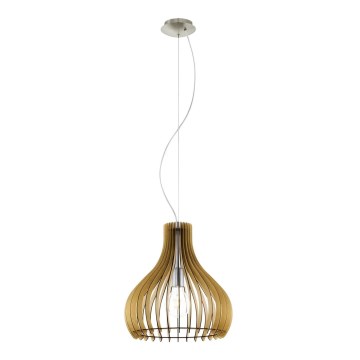 Eglo 61916 - Candeeiro suspenso TINDORI 1xE27/60W/230V diâmetro 38 cm castanho