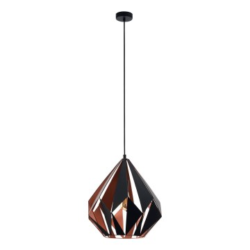 Eglo 62834 - Candeeiro suspenso CARLTON PRO 1xE27/60W/230V diâmetro 44 cm preto