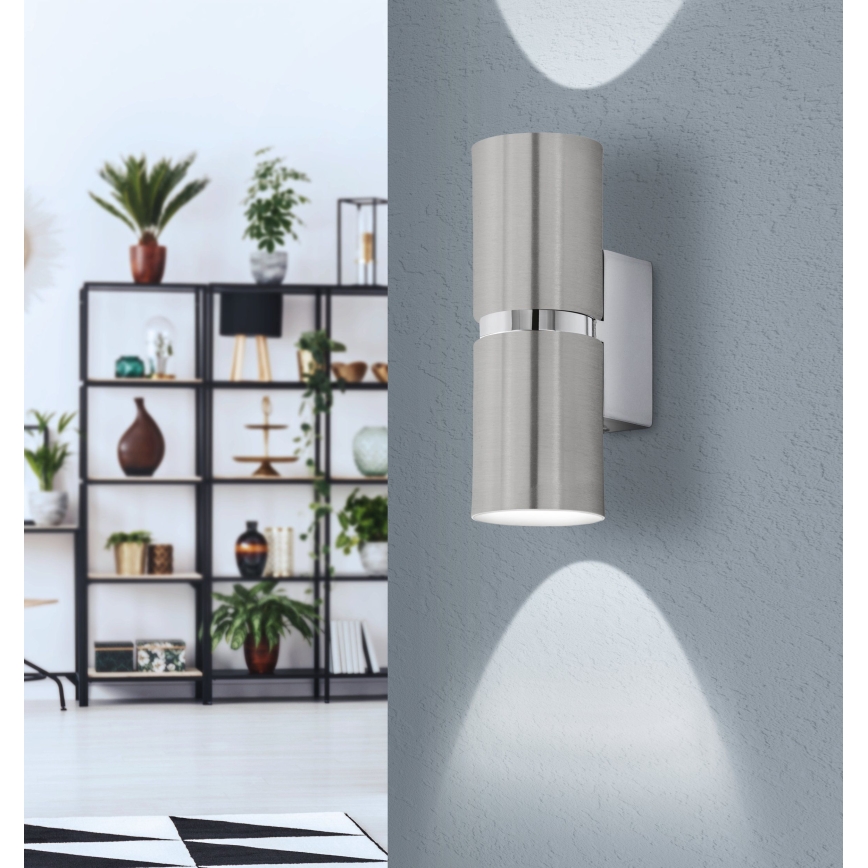 Eglo 64794 - Iluminação de parede LED PASSA PRO 2xGU10/3,3W/230V 3000K cromado mate