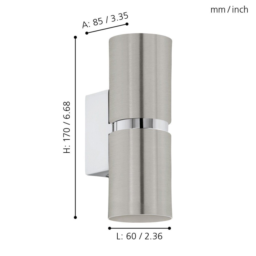 Eglo 64794 - Iluminação de parede LED PASSA PRO 2xGU10/3,3W/230V 3000K cromado mate