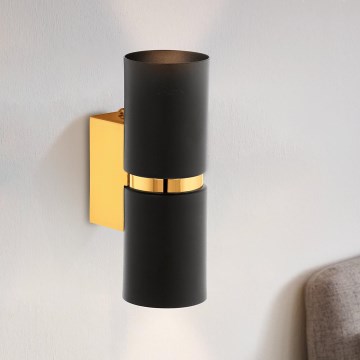 Eglo 64795 - Iluminação de parede LED PASSA PRO 2xGU10/3,3W/230V 3000K preto/dourado