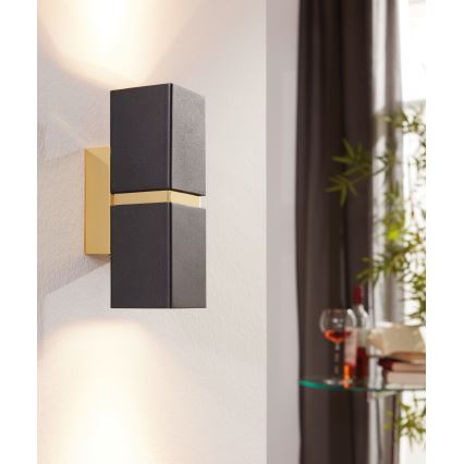 Eglo 64798 - Iluminação de parede LED PASSA PRO 2xGU10/3,3W/230V 3000K preto/dourado