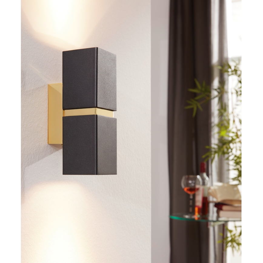 Eglo 64798 - Iluminação de parede LED PASSA PRO 2xGU10/3,3W/230V 3000K preto/dourado