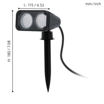 Eglo 75315 - Candeeiro exterior LED NEMA 2xGU10/2,8W/230V 3000K IP44