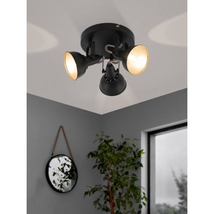 Eglo 75514 - Candeeiro de focos THORNTON 3xE14/28W/230V preto/dourado