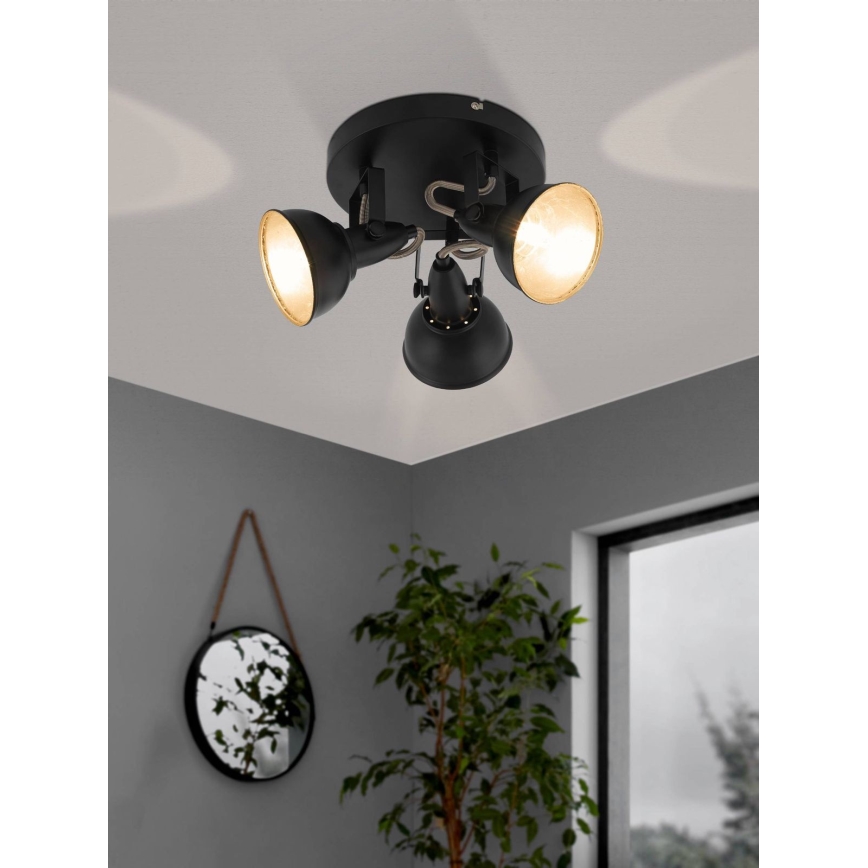 Eglo 75514 - Candeeiro de focos THORNTON 3xE14/28W/230V preto/dourado