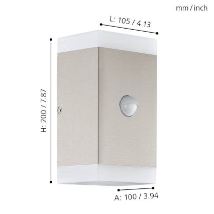 Eglo - Iluminação de parede exterior LED com sensor 2xGU10/4,6W/230V IP44