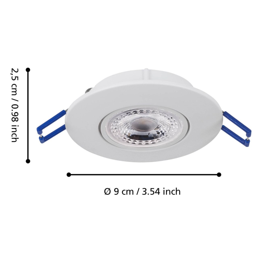 Eglo 75763 - CONJUNTO 3x Focos de encastrar LED ZUJAR LED/3,4W/230V branco