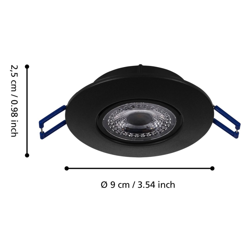 Eglo 75765 - CONJUNTO 3x Focos de encastrar LED ZUJAR LED/3,4W/230V preto